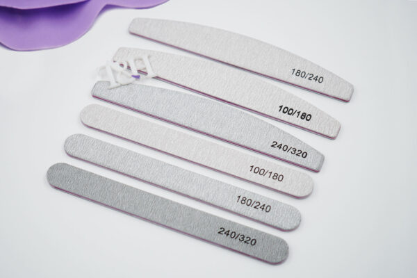 Пилка T&H для ногтей полумесяц, серая 180/240, 1 шт 2