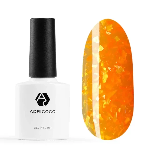 Гель-лак ADRICOCO Marmelado неоновый с разноцветной слюдой №3 Апельсиновая карамель, 8 мл 2
