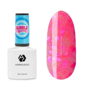 Гель-лак ADRICOCO Bubble Gum с цветной неоновой слюдой №01 Малиновый джем, 8 мл