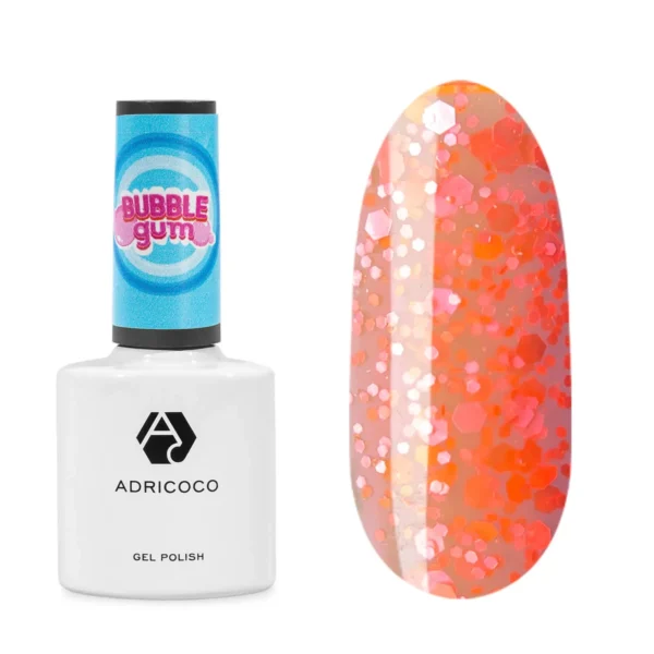 Гель-лак ADRICOCO Bubble Gum с цветной неоновой слюдой №02 Сладкий арбуз, 8 мл 2