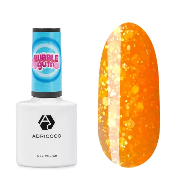 Гель-лак ADRICOCO Bubble Gum с цветной неоновой слюдой №03 Веселый мандарин, 8 мл 2