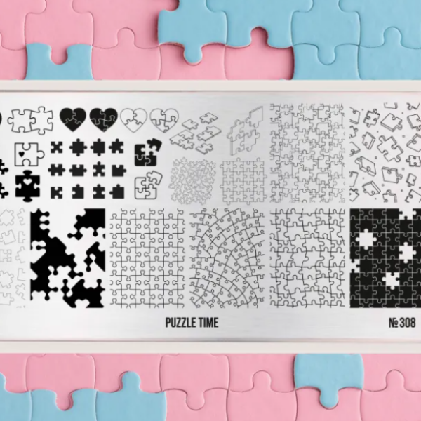 Пластина для стемпинга GO STAMP №308 Puzzle time, 1 шт 2