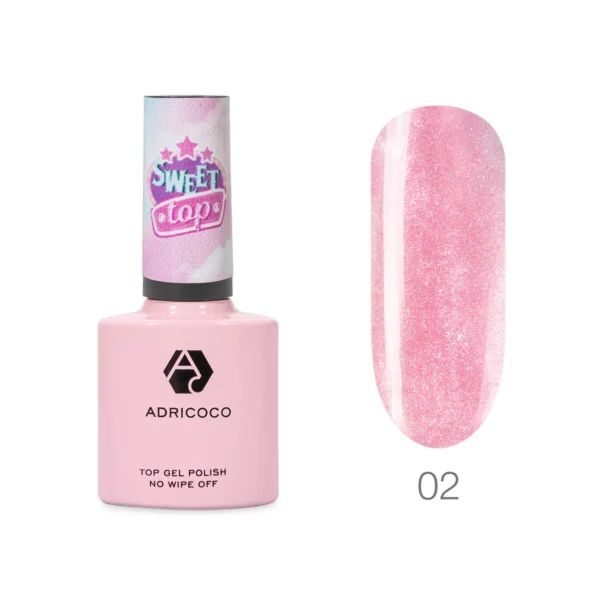 Закрепитель ADRICOCO Sweet Top для гель-лака перламутровый №02 — малиновая мамба, 8 мл 2
