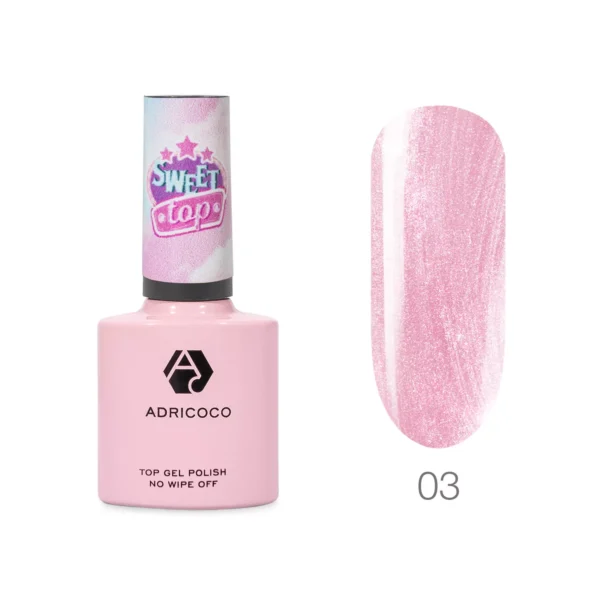 Закрепитель ADRICOCO Sweet Top для гель-лака перламутровый №03 — розовая хуба буба, 8 мл 2