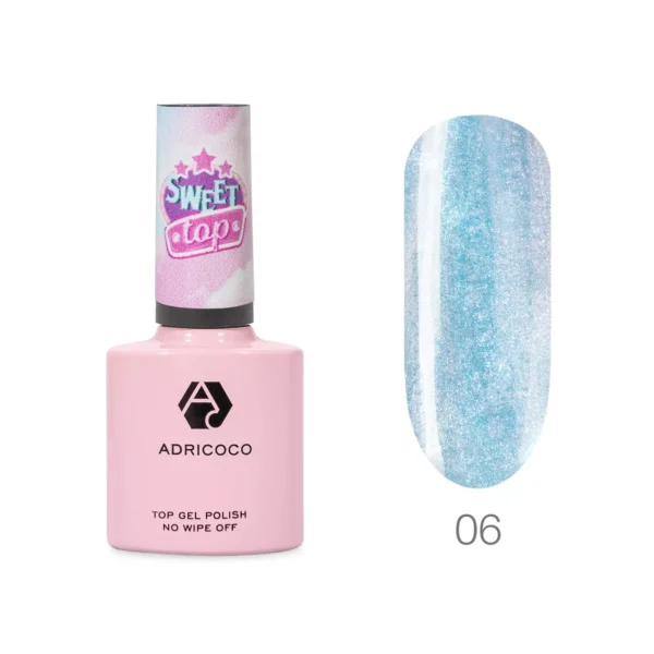 Закрепитель ADRICOCO Sweet Top для гель-лака перламутровый №06 — голубой тик так, 8 мл 2