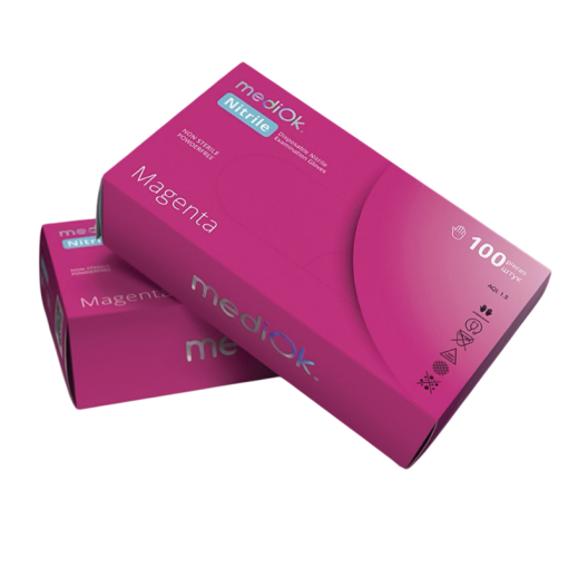 Elite Nails в Гомеле Перчатки MediOk нитриловые Magenta XS фуксия, 50 пар 2 Перчатки MediOk нитриловые Magenta XS фуксия, 50 пар 2