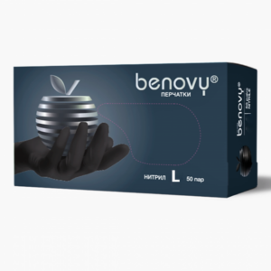 Перчатки нитриловые Benovy L черные  50  парупак 3,5