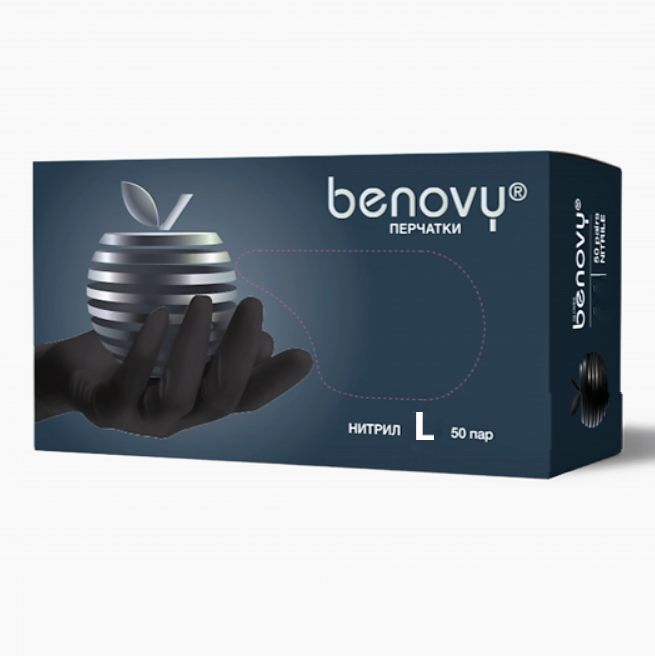 Elite Nails в Гомеле Перчатки нитриловые Benovy L черные 50 парупак 3,5 2 Перчатки нитриловые Benovy L черные 50 парупак 3,5 2